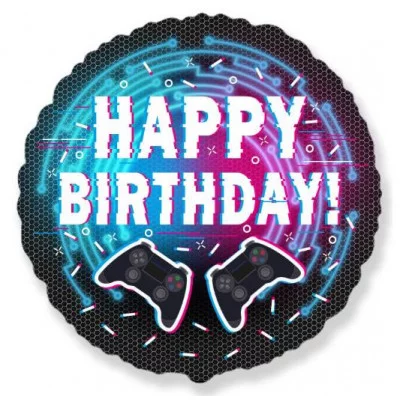 Шар (18\'\'/46 см) Круг, С Днем Рождения! (гейм-пати), 1 шт. 401623