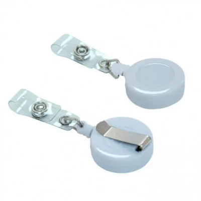 Держатель для бейджа круглый, рулетка, петля, белый Т-543 WT 326335