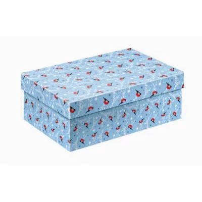 Коробка прямоугольная одинарная Снегири 36х24х8 КК-8335