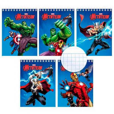 Блокнот 40л А6ф клетка Обл. мелованный картон на гребне -Мстители- MARVEL 40Б6В1гр