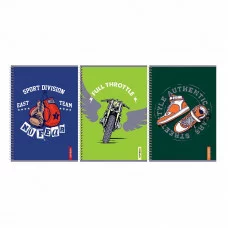 Тетрадь 80л., А4, 1шт клетка, на гребне BG "Sport division", выб. лак 341662