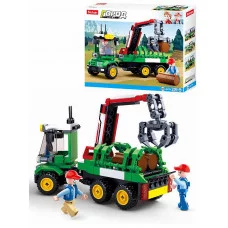 Конструктор пластиковый. SLUBAN Город. Погрузка бревен (209 деталей). Арт. M38-B0778