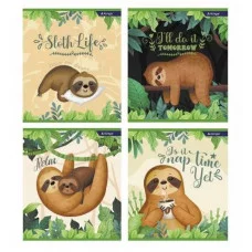 Тетрадь 36л., А5, клетка, Alingar "Ленивцы", скрепка, мелованный картон (стандарт) , блок офсет AL10360