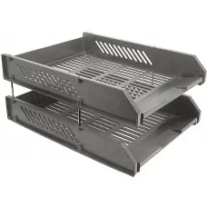 Набор из 2 сетчатых лотков для бумаг на металлических стержнях СЕТЧАТЫЙ Серый Erich Krause 4613