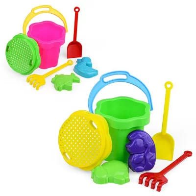 Песочный набор №103 (ведро-цветок 0,3 л, сито, грабли, совок, 2 формочки) 1803