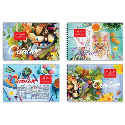 Альбом для рисования 24л А4 на гребне BG Мой креатив эконом БиДжи 292248