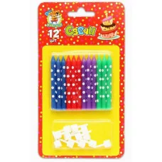 Свечи для торта с подставками. Весёлые точки 12шт. С-0455