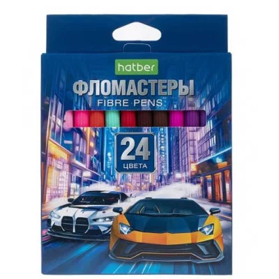 Фломастеры 24цв "Дрифт" смываемые вент колп карт упак  HATBER-ECO_ FP_089909 232457