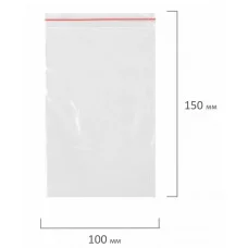 Пакеты с замком ZIP-LOCK "зиплок", комплект 100 шт., 100х150 мм, ПВД, толщина 32 мкм, STAFF, 608165