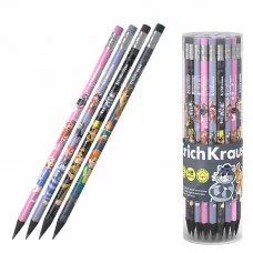 Чернографитный карандаш пластиковый ErichKrause Простоквашино, трехгранный, с ластиком, HB  60733