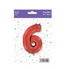 Шар (40\'\'/102 см) Цифра, 6, Красный, 1 шт. в уп. B901766R