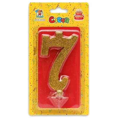 Свеча для торта Золотой глиттер (большая) Цифра 7 С-1899 466-5-305-41899-6