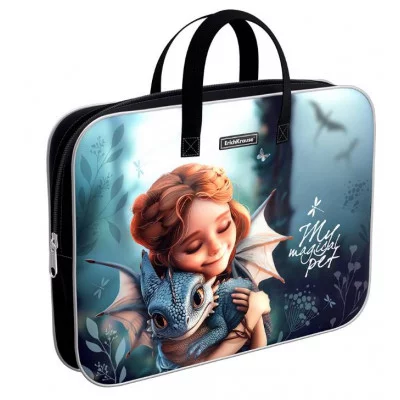 Папка текстильная на молнии ErichKrause с ручками Magic Pet, A4+ 62911