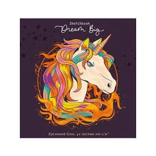 Скетчбук 40л. ОГНЕННЫЙ ЕДИНОРОГ 40-3800 7БЦ цв.спиральтвин-лак хол.фольга 165х165мм