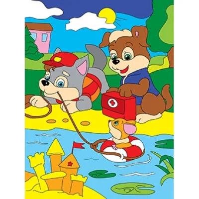 Холст с красками 18х24 см. ПУШИСТЫЕ ДРУЗЬЯ (Арт. Х-0383)