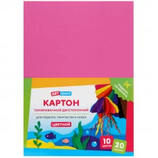 Картон цветной А4, ArtSpace, 20л., 10цв., тонированный, ассорти, 180г/м2 315299
