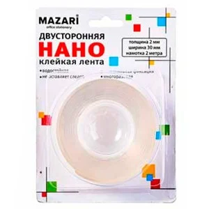 Лента клейкая двусторонняя прозрачная НАНО, намотка 2 м, ширина 30 мм, толщина 2 мм Лента клейкая двусторонняя прозрачная НАНО, намотка 2 м, ширина 30 мм, толщина 2 мм M-1383