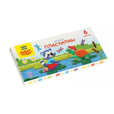 Пластилин Мульти-Пульти "Енот в сказке", 06 цветов, 72г, со стеком, картон 328892