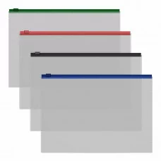 Zip-пакет пластиковый ErichKrause Fizzy Clear c цветной молнией, A4, прозрачный, ассорти 50326
