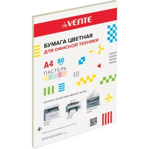 Бумага цветная А4 80г/м2 MIX пастель 20л 5цв*4л DEVENTE 2072900/2072232 461061