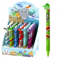 Ручка гелевая подарочная, пиши-стирай, автомат, Alingar, "Funny plane", 0,5 мм, синяя,  круглый, цветной, пластиковый корпус, картонная упаковка AL10851