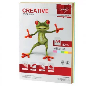 Бумага CREATIVE color Креатив А4, 80г/м, 100 л. 5 цв.х20л. цветная медиум, БОpr-100r, 40730 110511