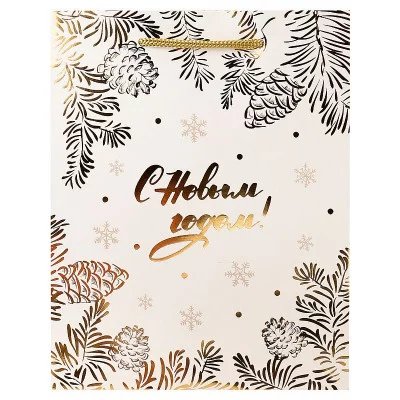 Dream Cards Пакет подар.с мат.лам.и тис.ф.18x23x10см(M) Новогодние узоры 190г ПКП-6643