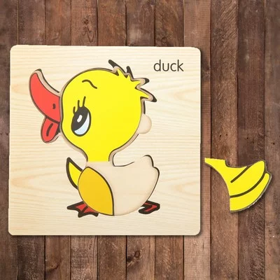 Пазл-вкладыш на деревянном основании "Уточка" 2313366