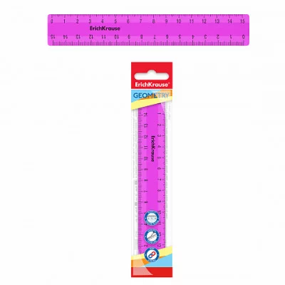 Линейка пластик 15см "Neon Solid" розовый е/п ERICH KRAUSE 50569 154383