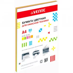Бумага цветная А4 80г/м2 MIX неон 20л 4цв*5л DEVENTE 2072937 460984