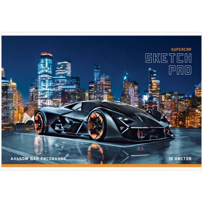 Альбом для рисования 16л А4 на скрепке ArtSpace Авто Super car in the city 311488