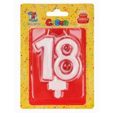 Свеча для торта. Значимые даты. Цифра 18 красная С-2475