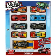 Машина металл ROAD RACING набор СУПЕРКАР 7,5 см, 9 шт,в ассорт Технопарк 358692