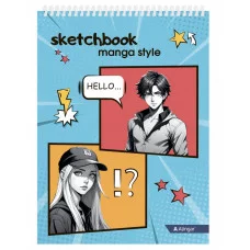 Скетчбук А5 60л. "Manga style" 120 г/м2 Alingar гребень мелованный картон жёсткая подложка офсет 1шт AL11498
