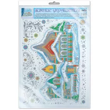 Н-12067 Наклейки А3. Терем расписной (серебряные блестки, многоразовые) / 300х415 мм Сфера 4+0