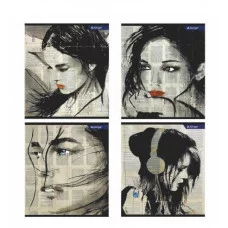 Тетрадь 48л., А5, клетка, Alingar "Girls from newspapers", скрепка, мелованный картон (стандарт), блок офсет AL10385