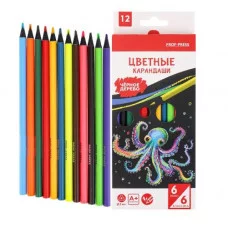 Карандаши цв. НЕОНОВЫЙ ОСЬМИНОГ, неоновые и классич (КЦ-3876),трехгран.наб12 цв,d=3мм,2М, КЦ-3876