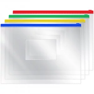 Папка-конверт на zip-молнии OfficeSpace А5, ПВХ, 120мкм, прозрачная, цветная молния, карман, ассорти 178881