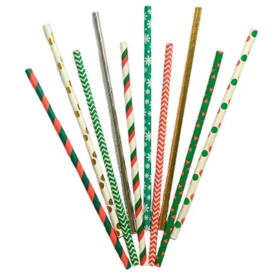 Трубочки для коктейля ПатиБум "Праздничное ассорти", ассорти, бумажные, 10шт. 303757