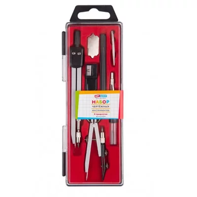 Готовальня ArtSpace, 8 предметов, циркуль 135мм, пластиковый футляр 227869