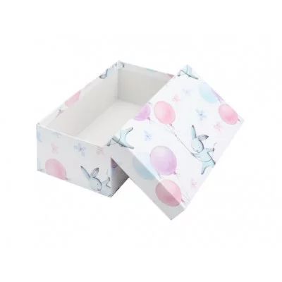Коробка прямоугольная подарочная Зайка на воздушном шаре 17,5 х 11 х 7 см РазборПП-4526