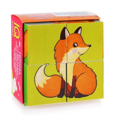Умные кубики в поддончике. 4 штуки. Лесные животные (new) 978-5-8112-8078-0