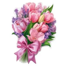 Украшение на скотче "Букет из тюльпанов и сирени" АО Праздник 5.0002398