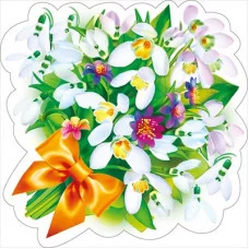 Украшение на скотче Букет подснежников с бантиком 080943 080.943