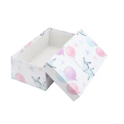 Коробка прямоугольная подарочная Зайка на воздушном шаре 28,5 х 18,5 х 12 см РазборПП-4526
