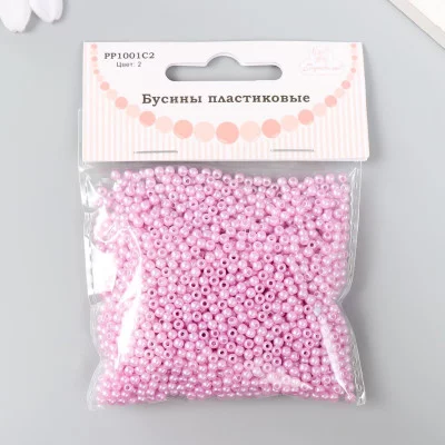 Набор бусин "Рукоделие" пластик, диаметр 3 мм, 25 гр, светло-розовый 9527140 9527140