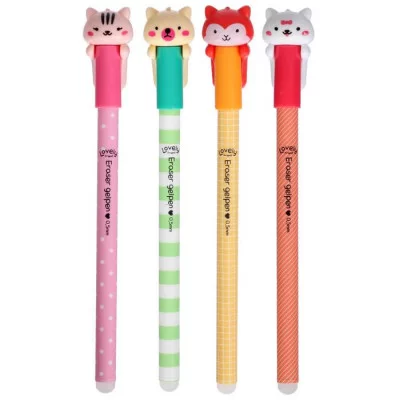 Ручка гелевая-прикол СТИРАЕМЫЕ ЧЕРНИЛА стержень черный, корпус МИКС Котик (штрихкод на штуке)4530517