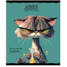 Тетрадь КЛЕТКА 48л. ХИМИЯ «ПРО ХВОСТ» (48-2500) стандарт, тиснение холст 48-2500