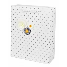 Dream cards Пакет подарочный с мат.лам.,сереб.глитт.и цвет.18*10*23см(M)Стильные цветы 210г ПКП-8003