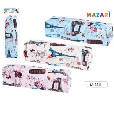 Пенал-косметичка PARIS, 21.5х6х4.5 см, на молнии, ПВХ, ассорти 3 цвета, ОПП-упаковка M-9566
